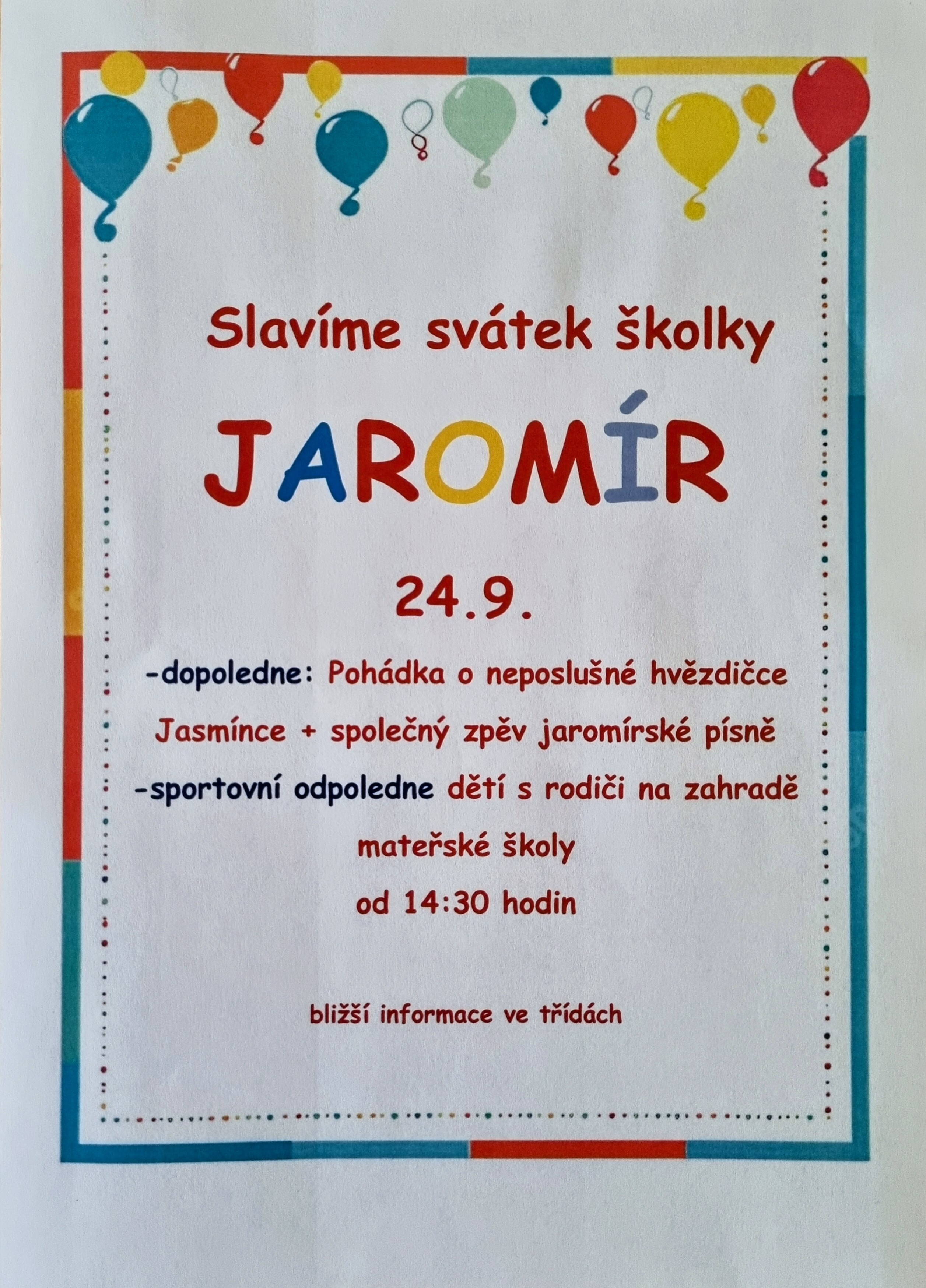 Oslava školky Jaromír