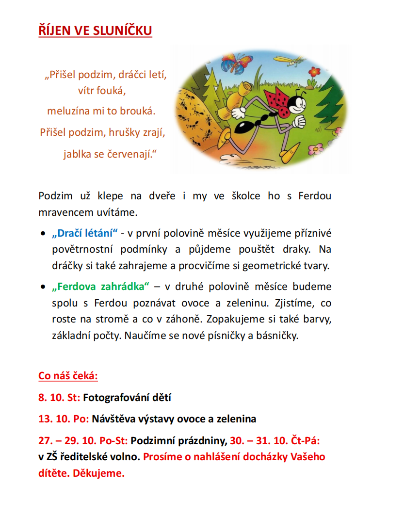Říjen ve Sluníčku